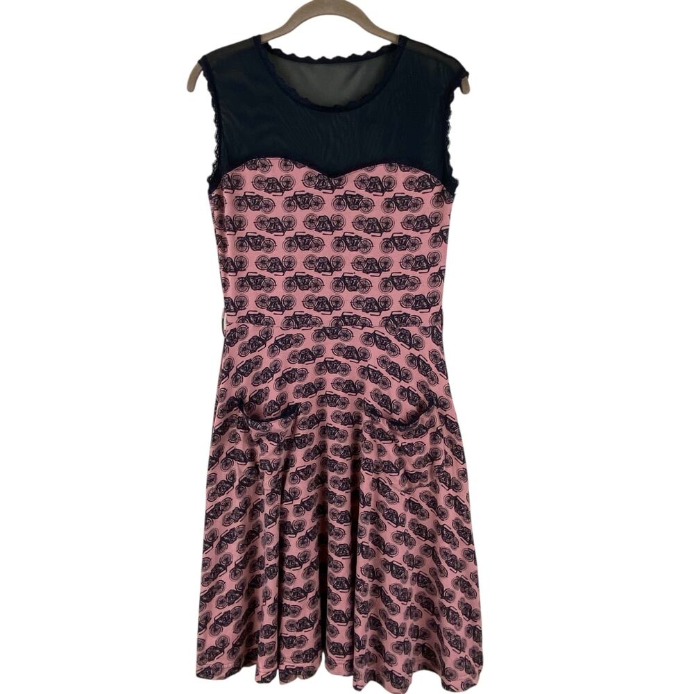 Effie's Heart Sleeveless Dress Size M Retro Bike Pink Black